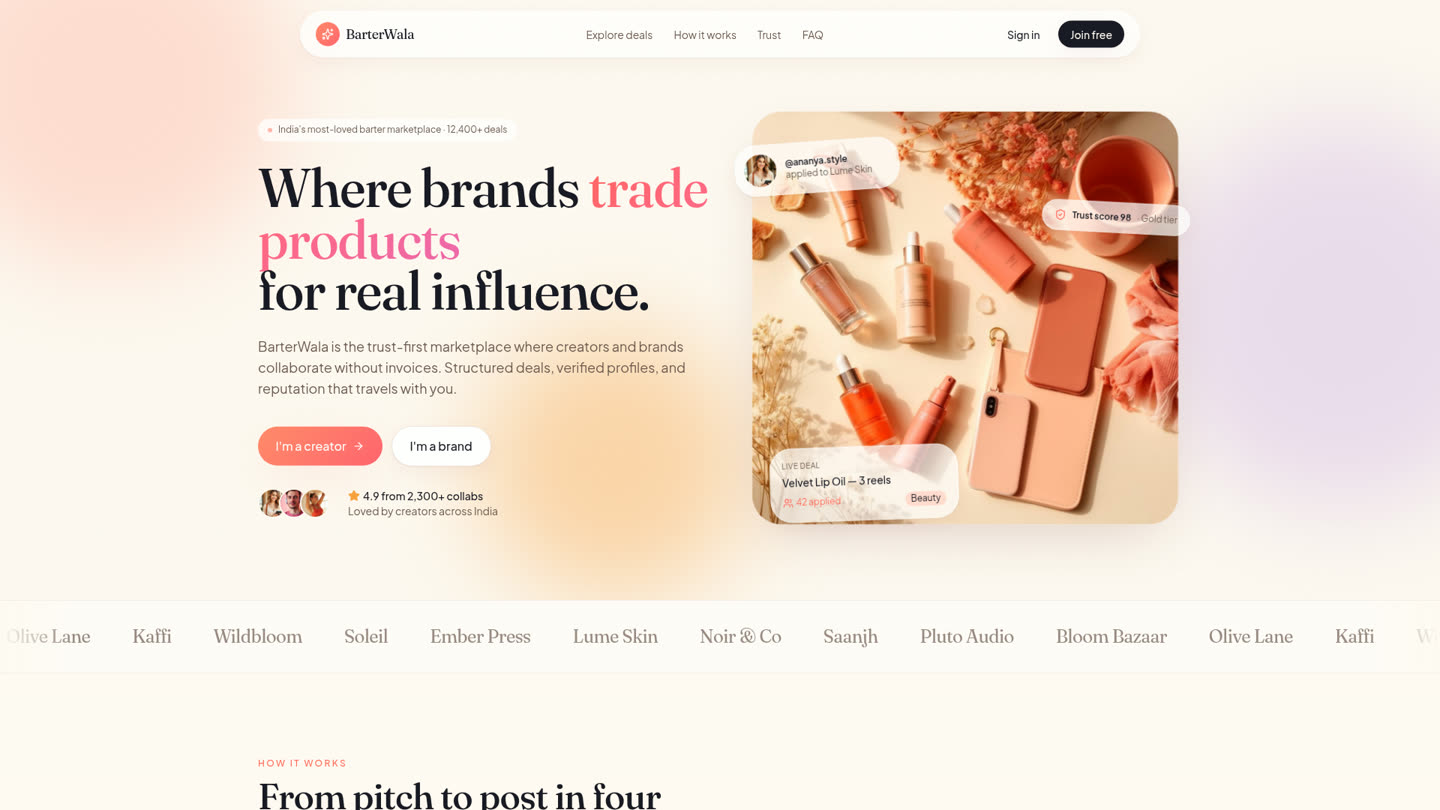 Barterwala website preview